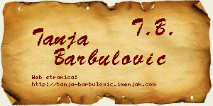 Tanja Barbulović vizit kartica